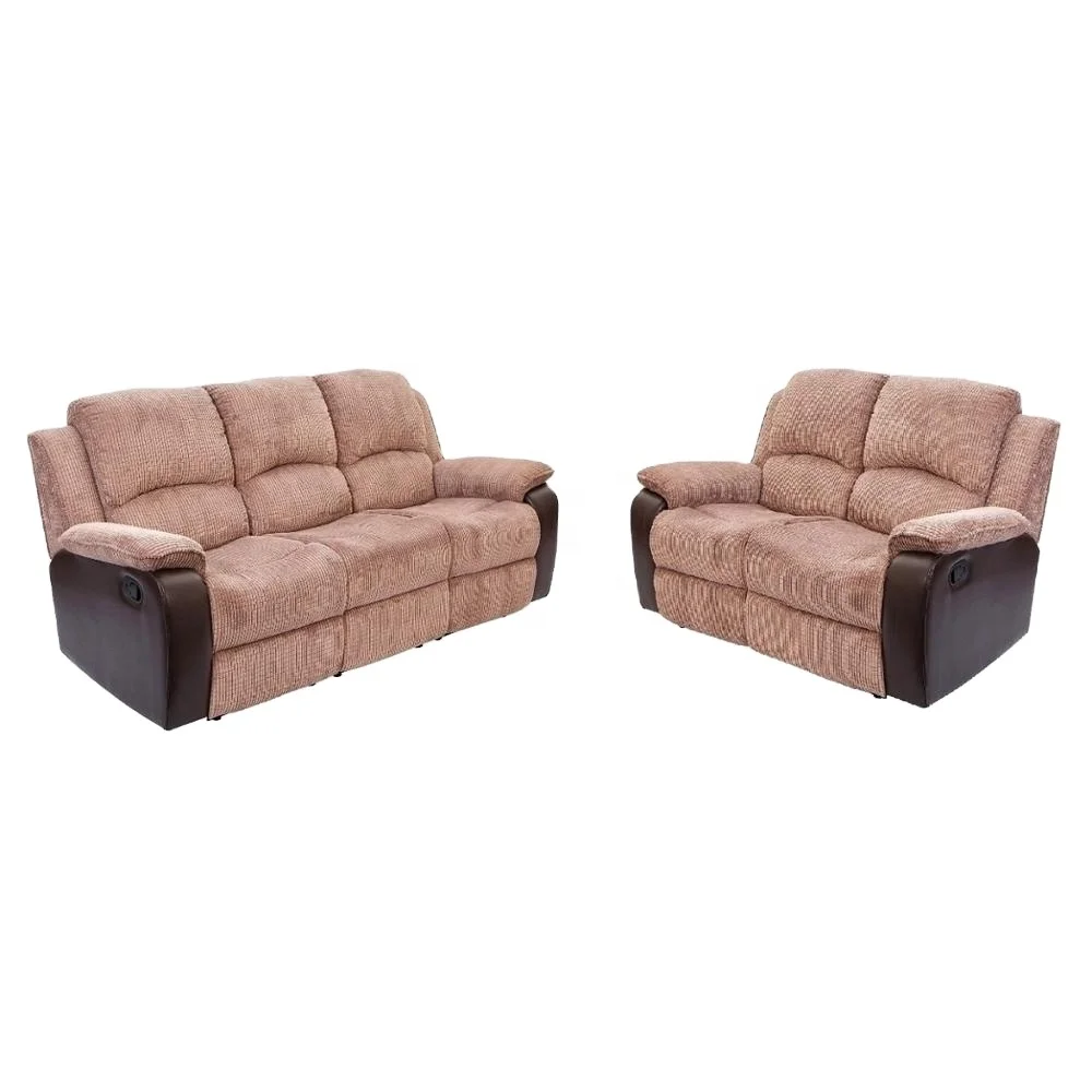 JKY Furniture 3 Seater Fabric Manual High Back Loveseat Motion Recliner Sofa Set Reclining With Massage For Living Room