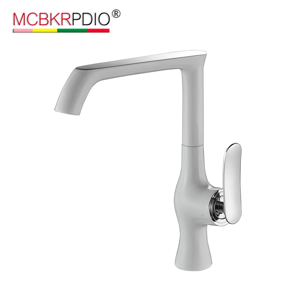 White painted surface and chrome plated surface sink faucet brass faucet kitchen mixer