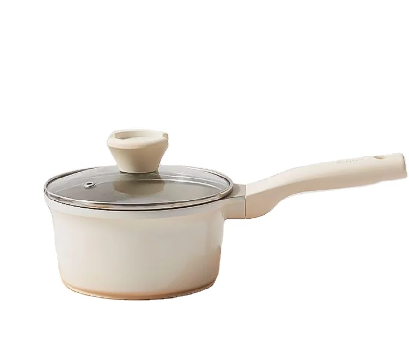 2024 High Quality white Kitchen Seafood Milk Soup  Pot & Pan Non-Toxic ceramic Cook Pot Set with Glass Lid