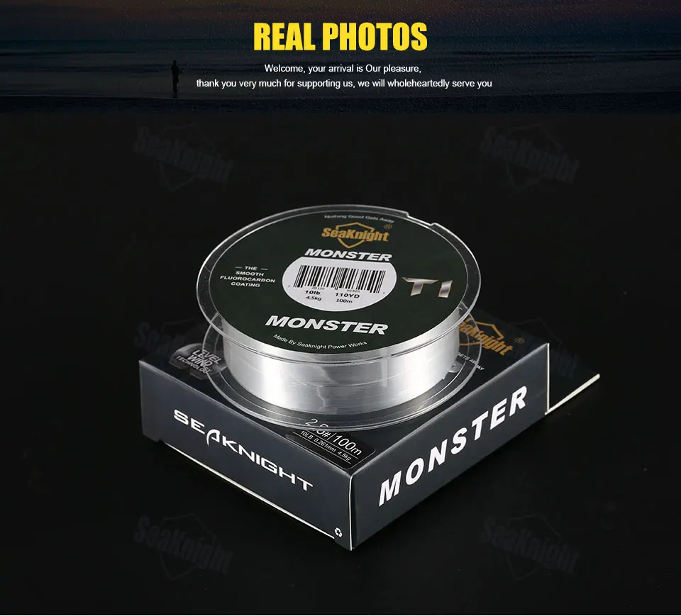  Новое поступление рыболовная леска SeaKnight MONSTER T1 100 м мононитевая погружная с фторуглеродным покрытием