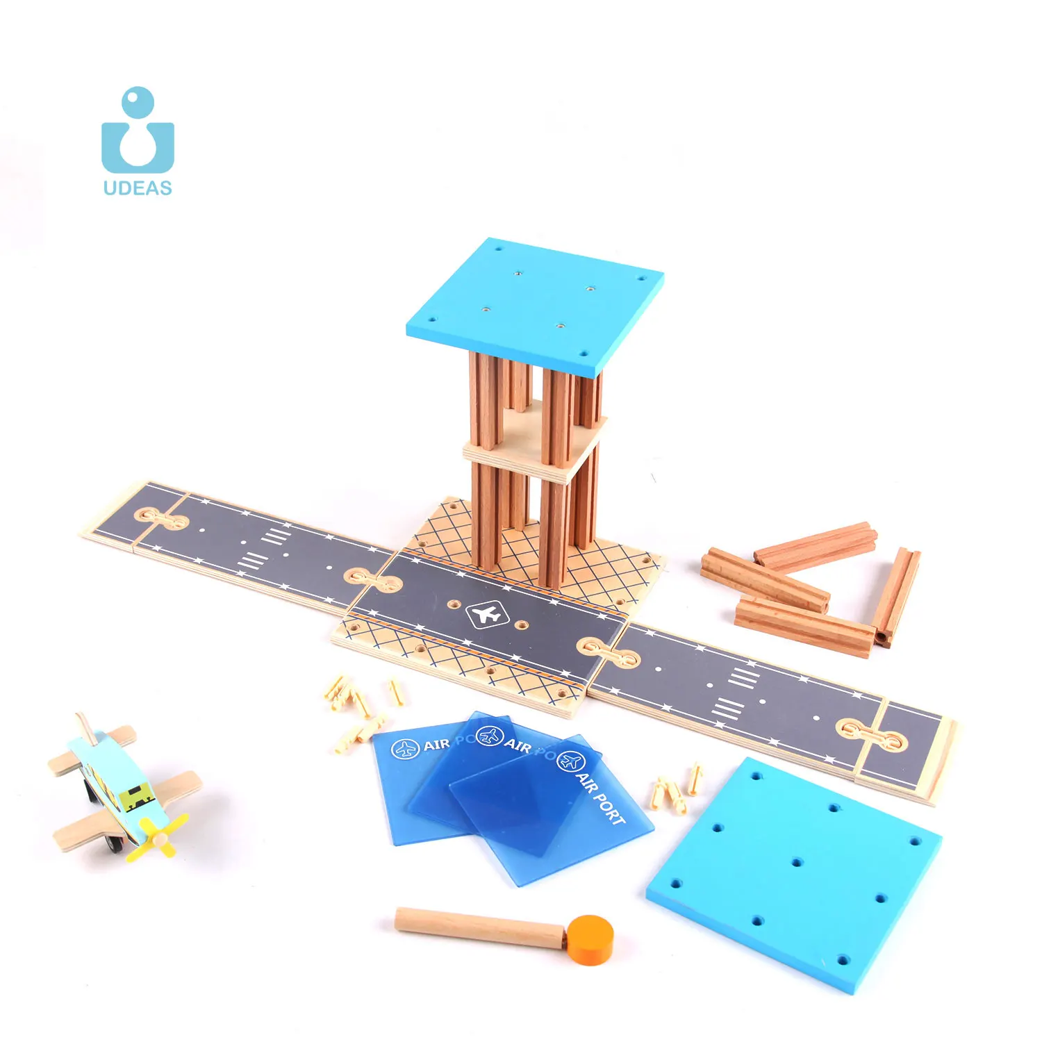 UDEAS DIY Splicing slot toys emulational wooden airport tracks toys for kids