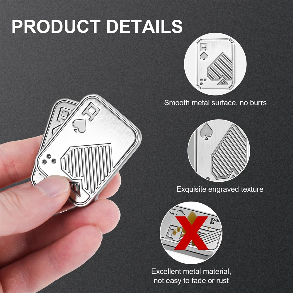 EDC Fidget Clicker Metal Poker Push Card Fidget Slider Stress Relief Toy Magnet Metal Fidget Slider