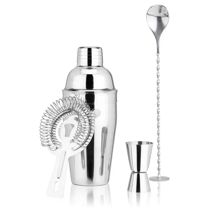 Professional Barware Tools Bartender Kit Bar Accessories Jigger Cocktail Shaker Set Wooden Stand Stainless Steel Customized Logo