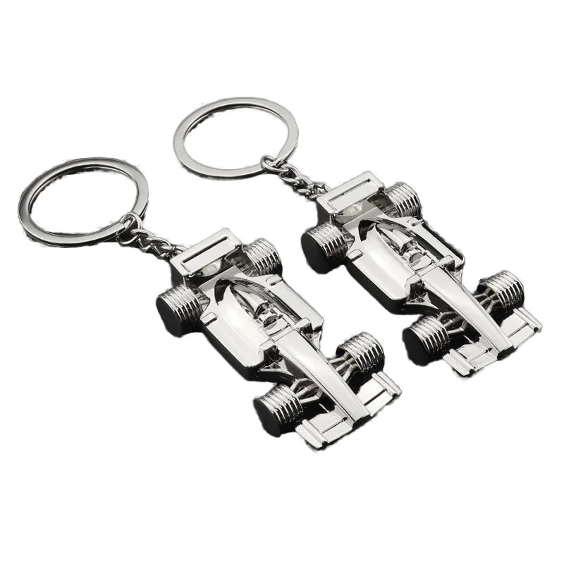 New Arrive Racing Key Chain Silver Color Alloy Full Wheel Car Key Chain F1 Racing Car Keychain For Christmas Gift Key Ring