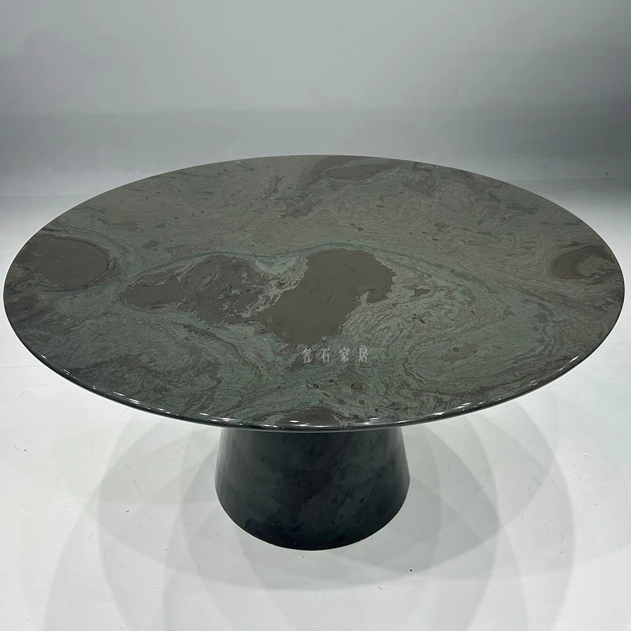 1MOQ Natural Stone Dinning Room Furniture Table Italian Luxury Modern Rotatable Black Marble Dining table