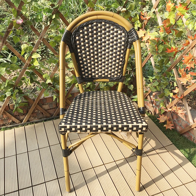 wholesale aluminum bamboo outdoor rattan french bistro chairs garden furniture dinning chairs
