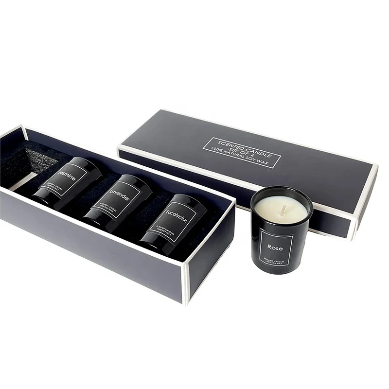 Custom Gift Set Luxury Private Label Mini Scented Candles Lavender Eucalyptus Rose Soy Wax Candle Packaging Box Bags With Logo