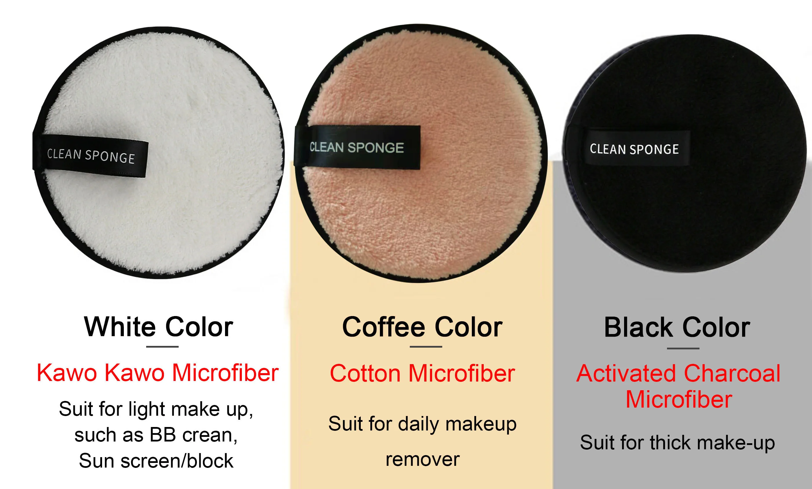 Private Label Vegan Cruelty Free Reusable Washable Microfiber Facial Cleansing Makeup Remover Removing Pads Sponge Set
