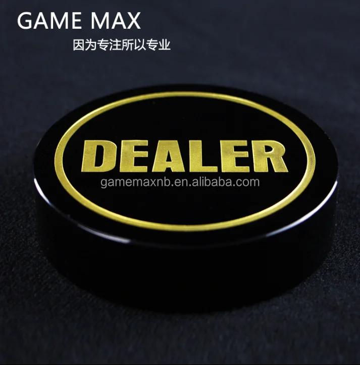 Deluxe Jumbo Black Crystal Dealer Button