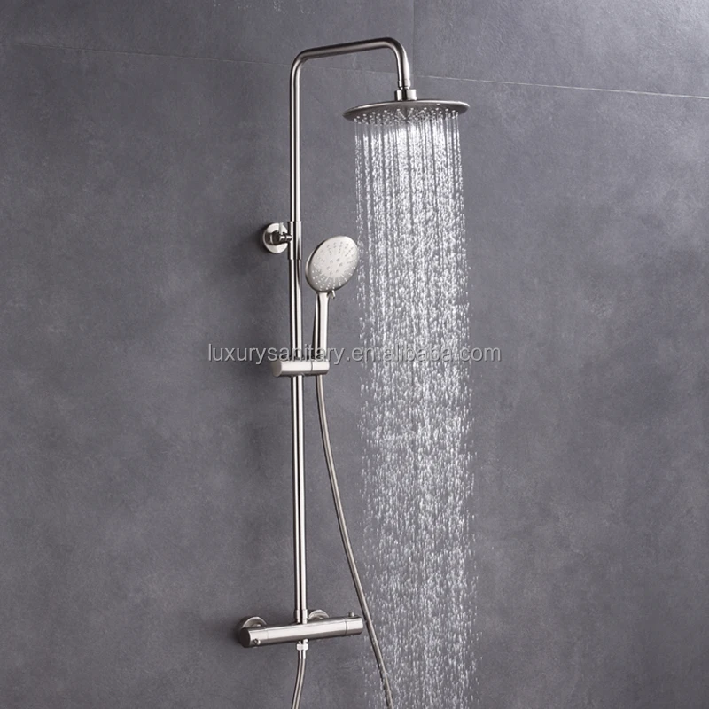 brass material nickle brush bathroom thermostatic shower set faucet shower system equipment