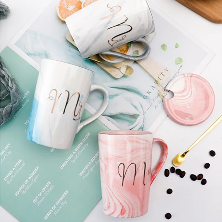 Marble Coffee Mug Set Est 2023 New Mug Gifts for New and Expecting Parents to Couple Coffee Cup 14 Oz