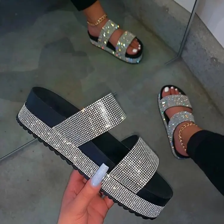 2022 latest model rhinestone sandals for women outdoor fashion non-slip sandals