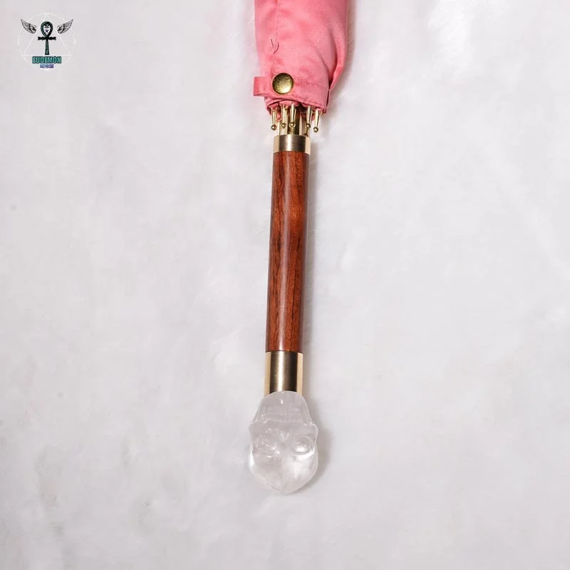 Natural rose quartz crystal design Skull Handle Umbrella Pure handmade umbrella Second Kill Alexander Mcqueen