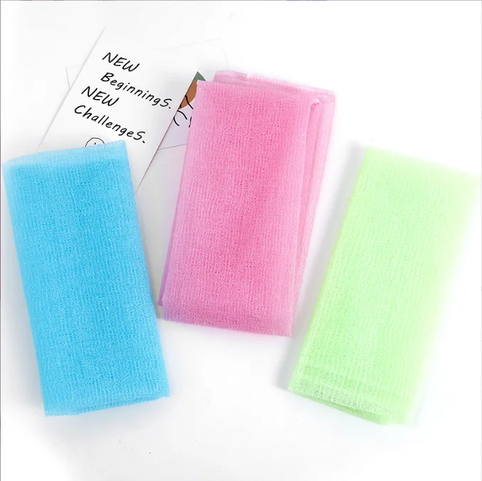 Long Nylon Korean Japanese Bath Scrub Towels Exfoliating Body Wash Cloth