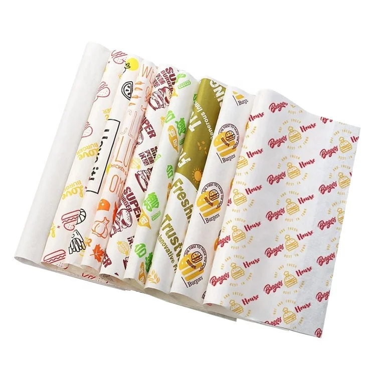 
Customized 35G/40G Paper Printing Recyclable Greaseproof Hamburger Wrapping Paper 
