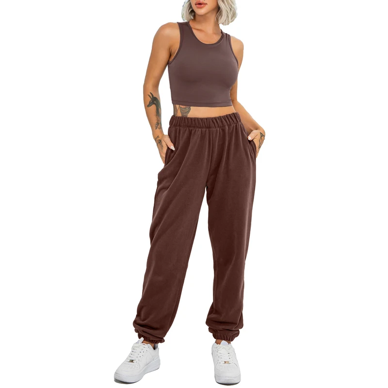 HacoApple 2022 Autumn Winter Loose Sweatsuits Fleece Thick Sweat Sets 2 Piece Jogger Sweatpants And Hoodie Set For