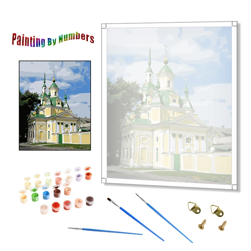 Oil Paint by Numbers for Adults Building Painting by Numbers DIY Orthodox Church Picture by Numbers Customization