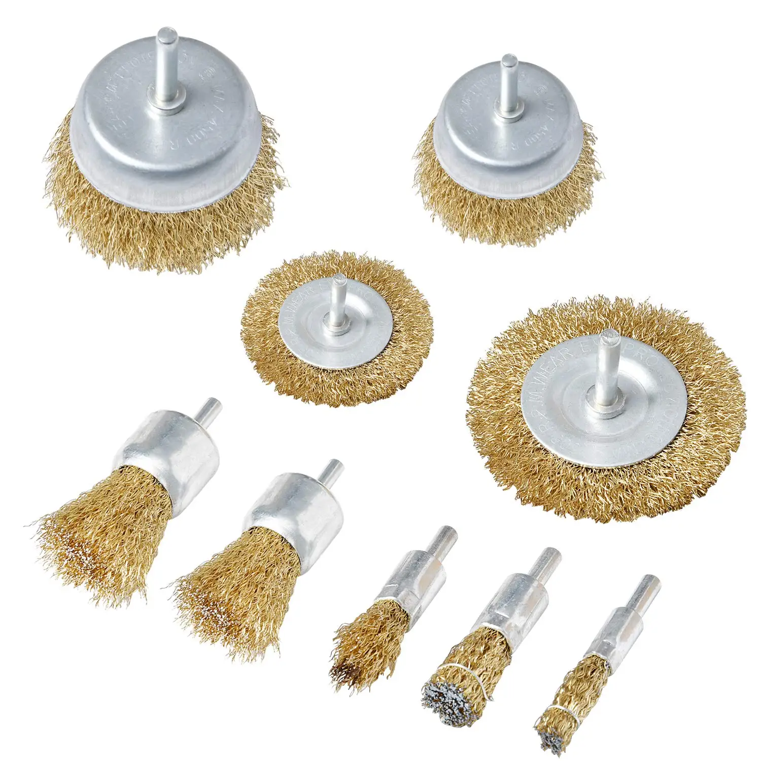 15 Pack Brass Coated Wire Brush Wheel & Cup Brush Set with 1/4-Inch Shank, Rocaris 3 Sizes Coated Wire Drill Brush Set