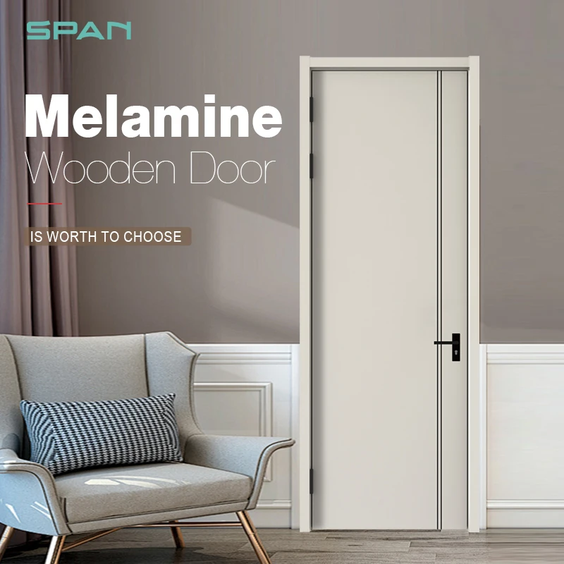 Modern Design Interior Slab Doors SPAN Waterproof Decorative MDF Soundproof Melamine Solid Wood Steel Bedroom Wholesale
