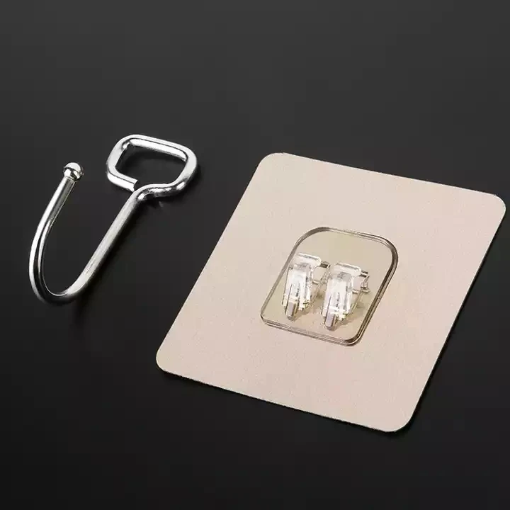 Brushed Metal Hook Waterproof Oilproof Self Adhesive Traceless Wall Sticky Hook Hanging Wall Hooks for Bathroom Office Kitchen