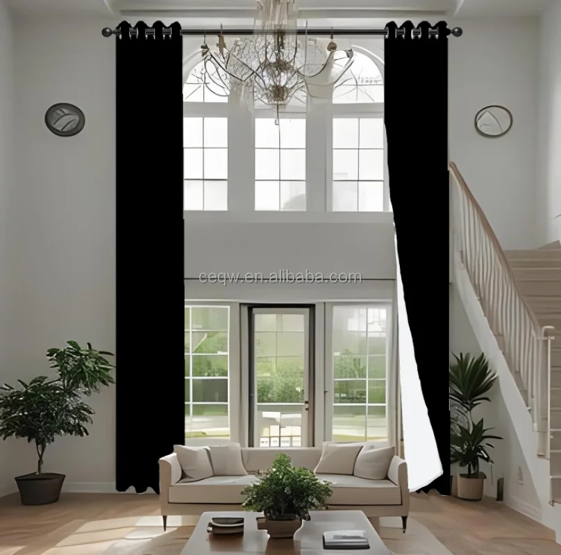 custom any color design black Extra Long Curtains for for High Ceiling Loft Great Room Tall Window
