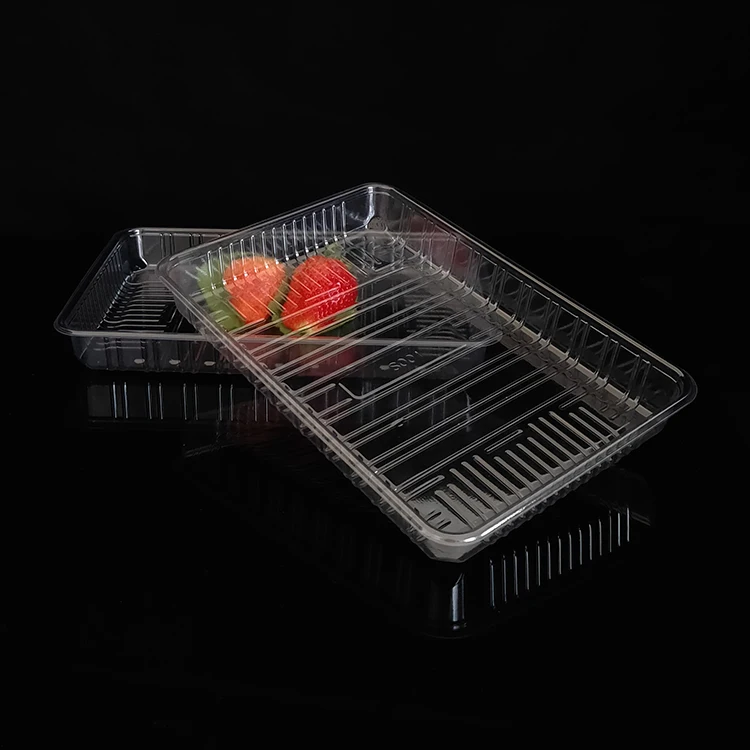 Custom Green Recycled Disposable Clear  Plastic tray for Takeaway Food Stackable PET Strawberry Packaging  Tray