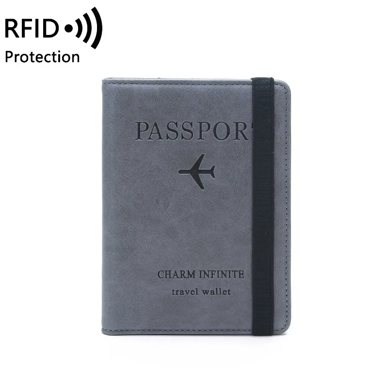 Custom Logo Design Leather Travel Wallet RFID Passport Holder with Vaccine Card Slot