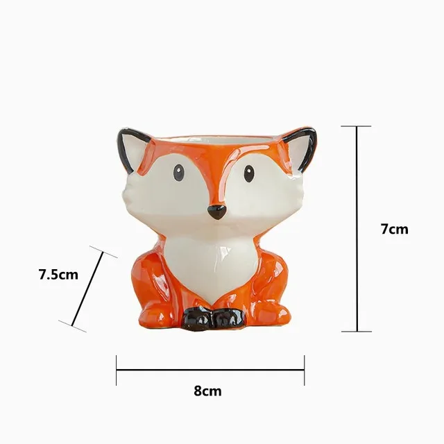 New Arrival 6pcs/Set Mini Cute Cartoon Flower Pots Fox Cow Ceramic Animal Planter Lovely Small Succulent Plant Pot