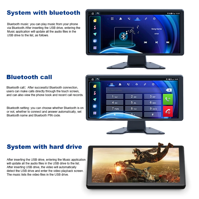 10.36 inches IPS Touch Screen Monitor 4 Channel  AHD 1080P Truck Bus 4G GPS AI DVR