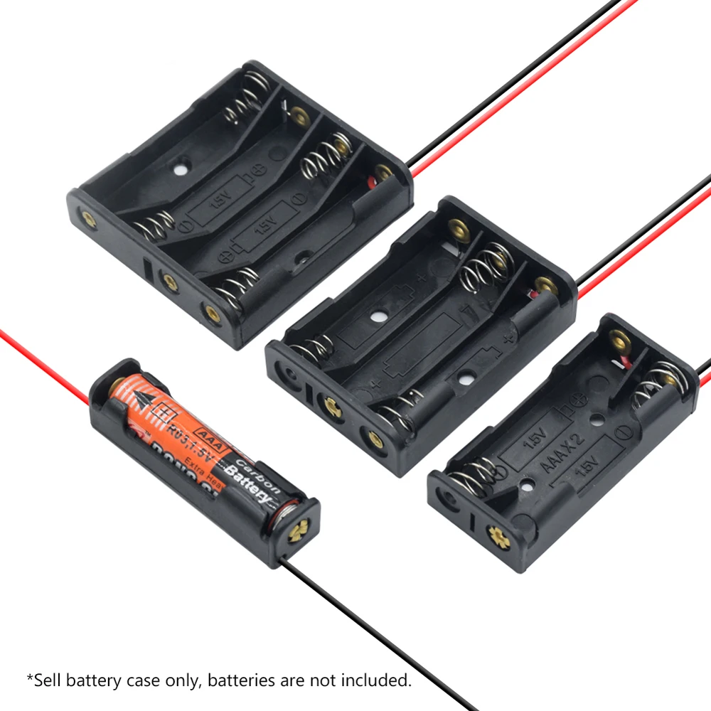 4*AAA Battery Box Case Holder With Wire Leads 6V 4 Slot Standard Battery Container