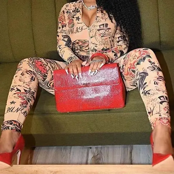 
Designer Deep V Neck Cute Women Custom Printing One Piece Crop Loose Zipped Jumpsuits For Ladies 