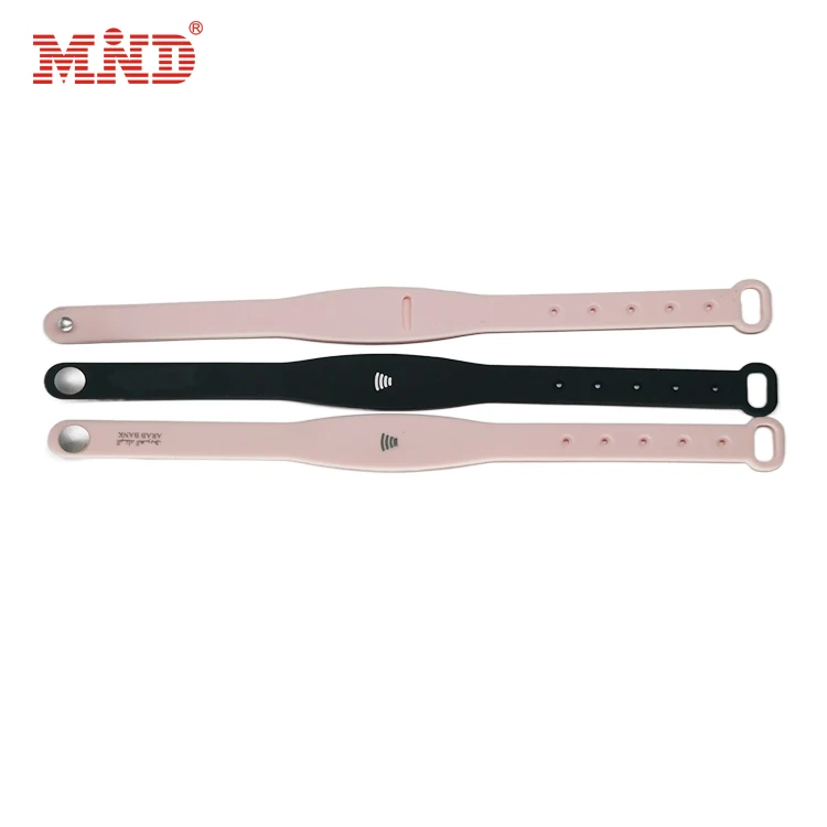 Custom reusable waterproof 13.56mhz HF rfid silicone nfc wristband for amusement park