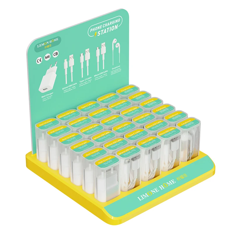 wholesale price phone cabinet usb cable charger display rack sets fast charging phone accessories