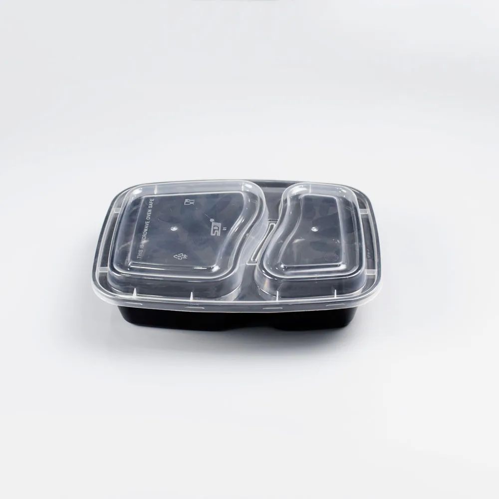 6828 classic plastic fast food take away disposable pp 2 compartment food container with divide lunch box