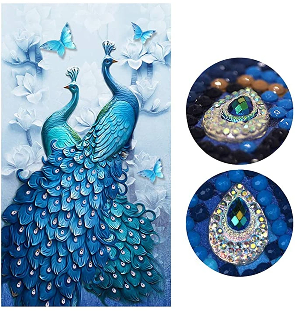 
Fashion 5D Diamond Painting Peacock Cross Stitch Mosaic Kit 5d Diy Diamond Painting Full Drill Wall Arts Decor 