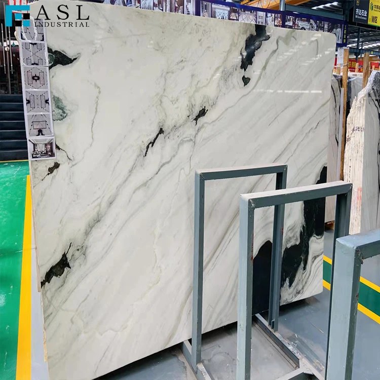 Natural polished exotic sichuan panda white marble big slabs for stone boarder