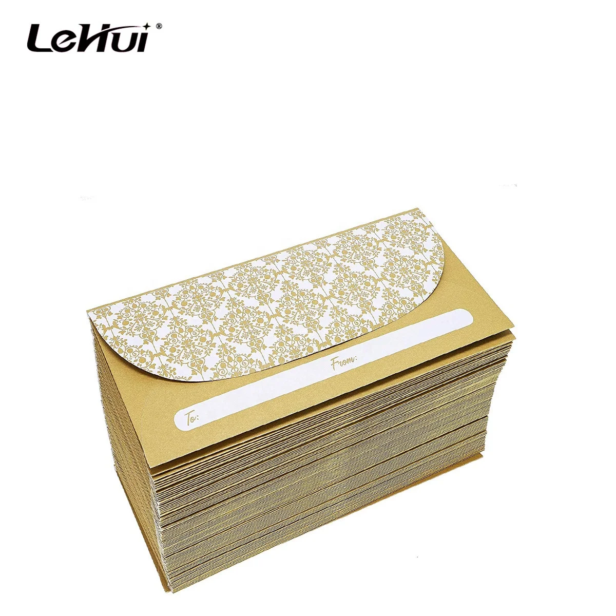 Bulk sale 100-Pack 6.5 x 3 Inches Currency Envelopes With gold designs For Cash Gifts Graduations Weddings and Birthdays
