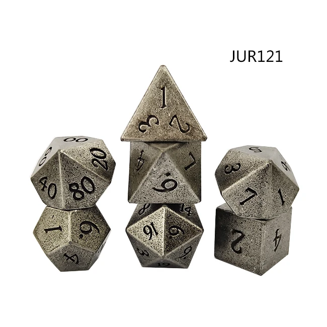
Ancient style brown color antique finished custom dice metal with box for broad game 