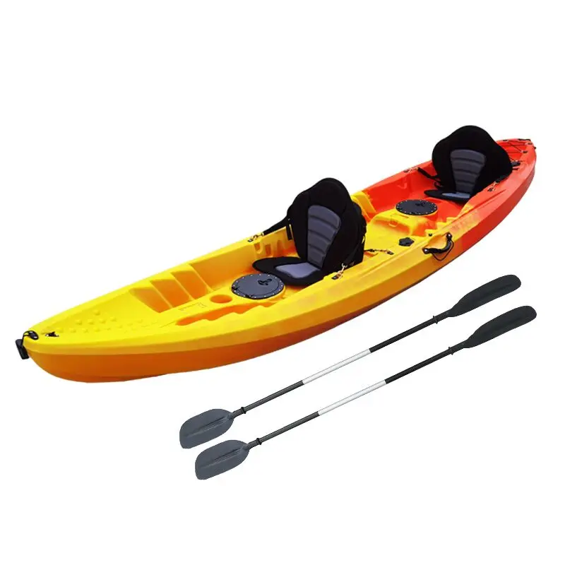 High Quality LLDPE Plastic kayak 2 person double person seater recreational fishing sea kayak for sale with paddle