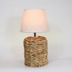 Tropical Water Hyacinth Table Lamp Natural Seagrass Seaweed Weave lighting White Drum lamp Shade for Living Room Family