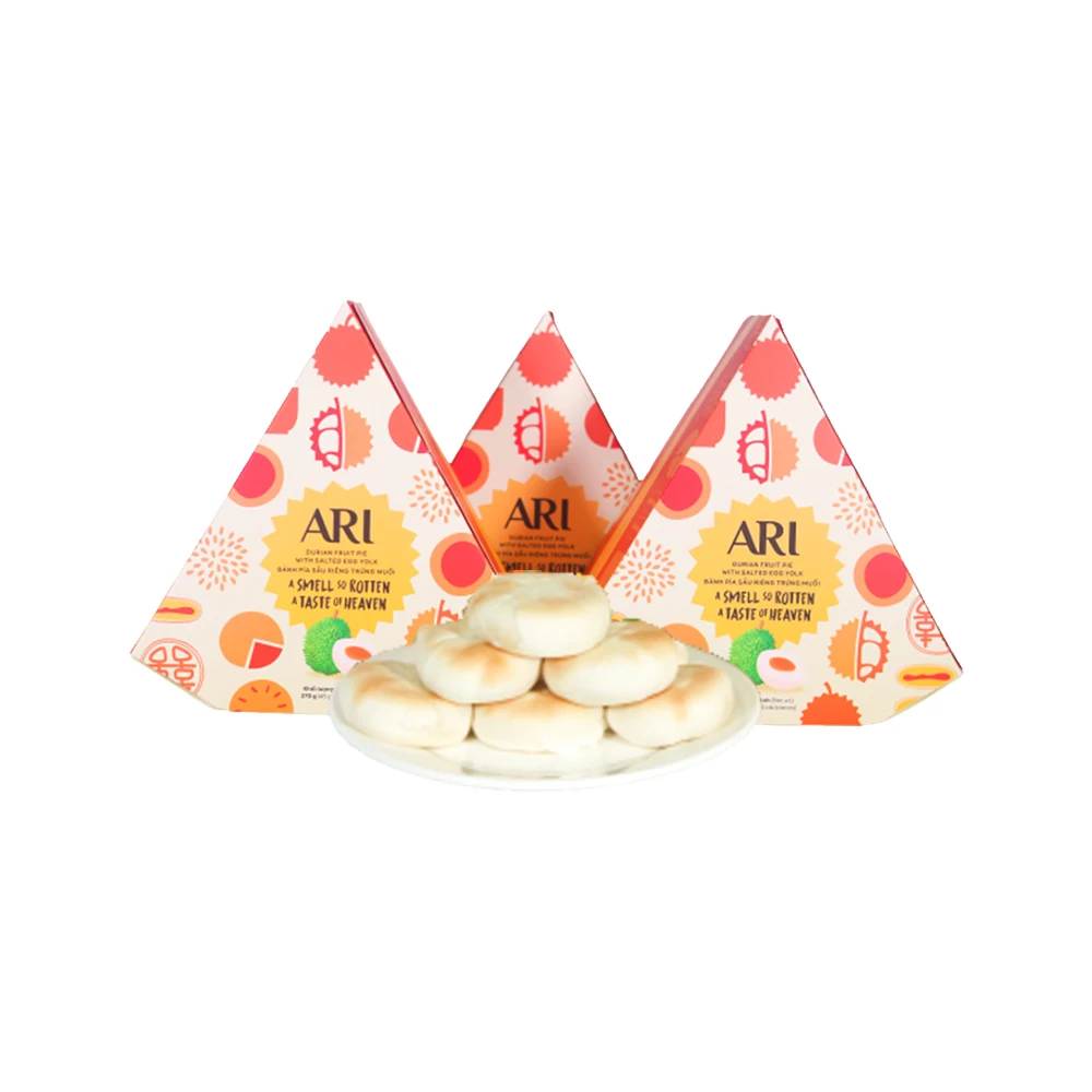 Durian Pie Sugar Snack Food Pia Cake with salted egg Customized Printing Size Dessert Cake