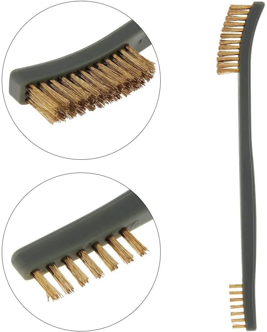 Ur Лось 3 шт мини латунный провод комплект металла с выделкой под ржавчину в набор чистящих средств для ухода за нейлоновая щетка