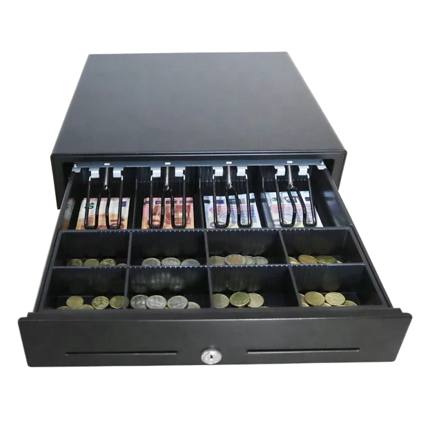 SK-410 Heavy duty 4 bill 8 coins Metal Electronic Portable Cash Drawer with key locked for supermarket