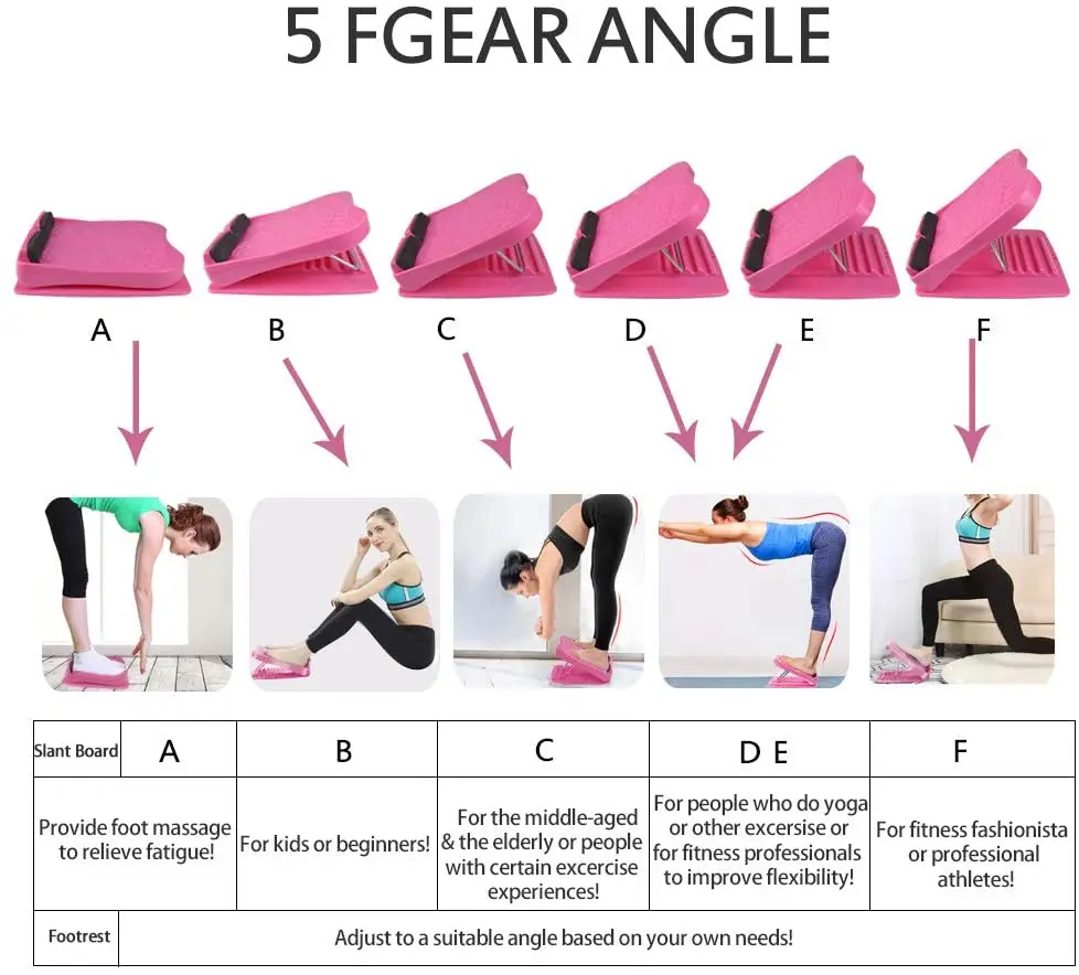 Calf Stretcher Slant Board Calf Stretcher Stretching Tight Calves or Plantar Adjustable 5 Levels Strength Training Equipment