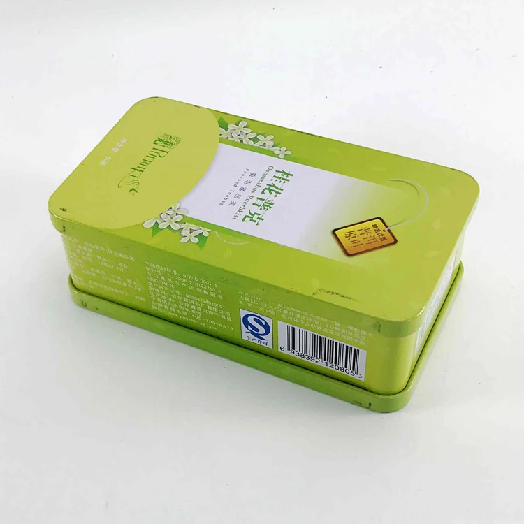 OEM Quality Custom Design Yellow Rectangular Tea Storage Cookie Tin Cans