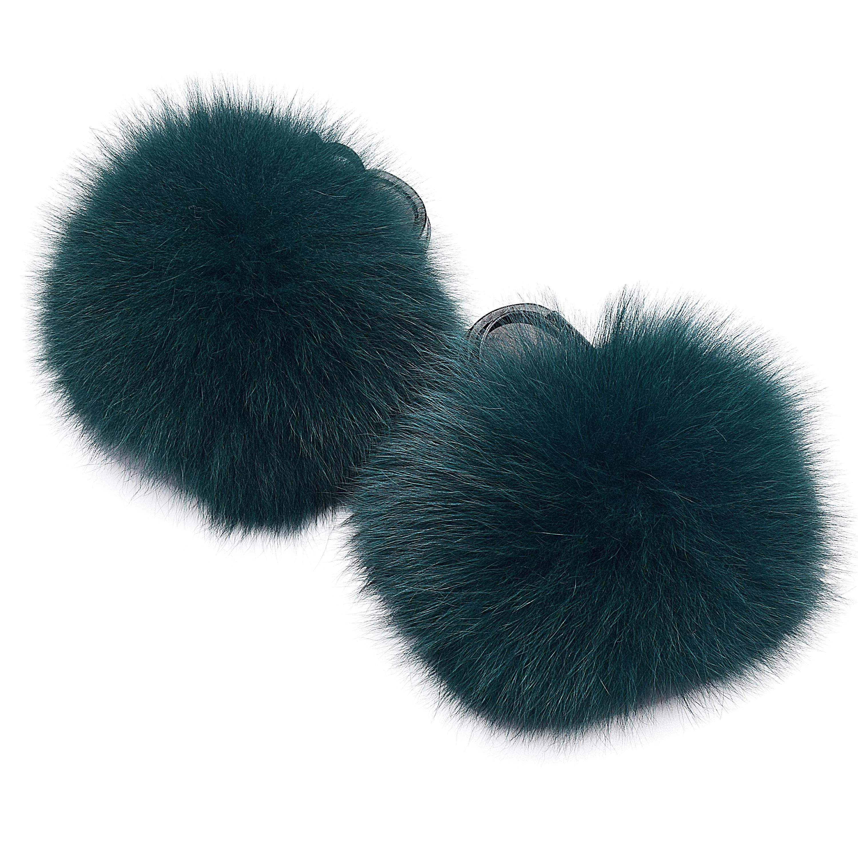 
wholesale multicolor genuine soft fox children baby fur slippers kids fur slides 