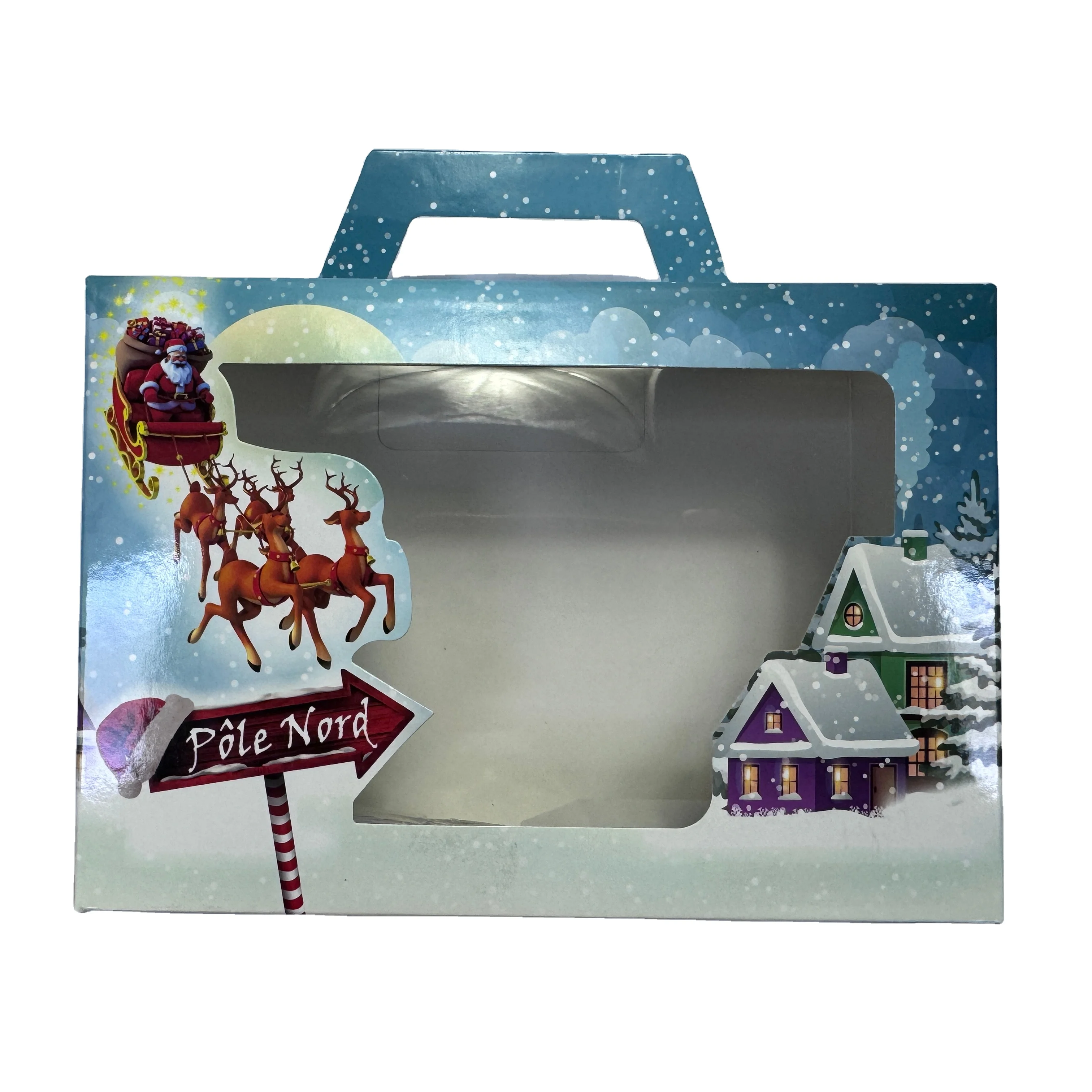 Custom Logo White Paper portable Packaging Gable Carton Gift Box With Handle