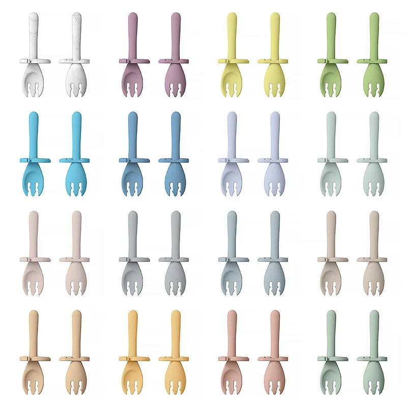 Wholesale BPA Free Silicone Snail Shape Baby Spoon Food Grade Infant Training Feeding Silicone Spoons Forks Set