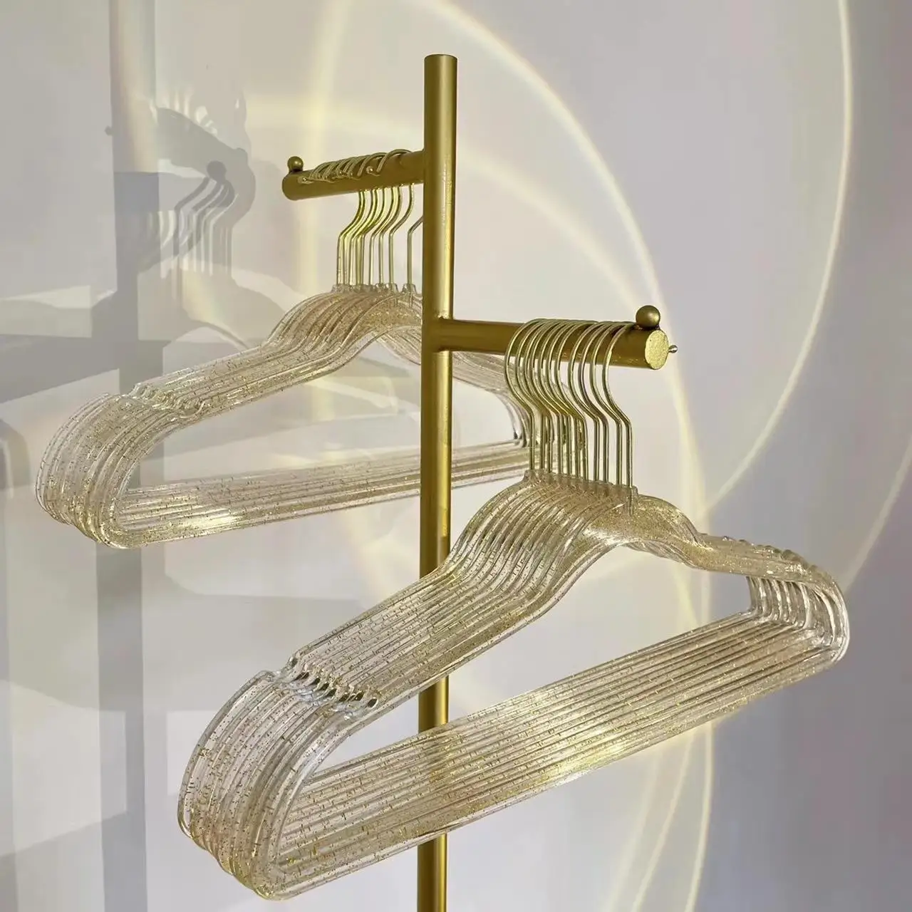 Crystal Boutique girl transparent glitter powder hanger custom hangers plastic hanger