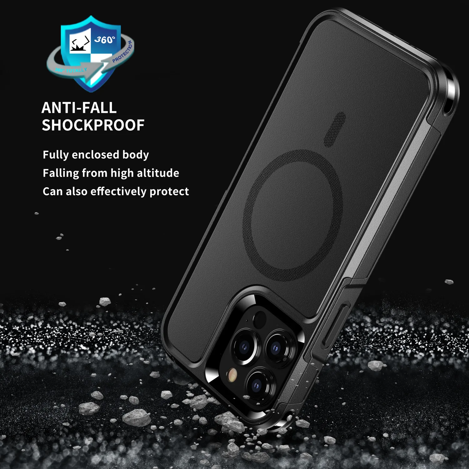 Защитный Магнитный чехол для iPhone 13 Pro жесткий ударопрочный из поликарбоната и ТПУ 11